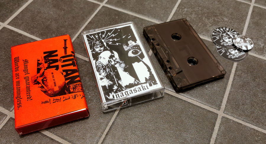 The two officially released tapes from Nagasaki laying next to each other